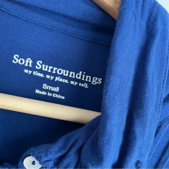 Soft Surroundings Royal blue super soft long sleeve top button front size small - Picture 5 of 6